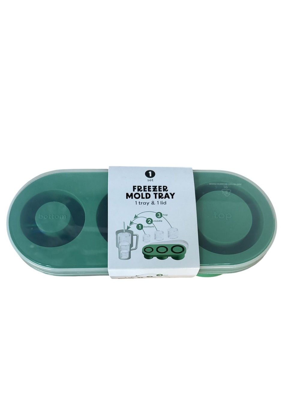Freezer Mold Tray - Green Silicone Ice Mold (3-Cavity) NWT
